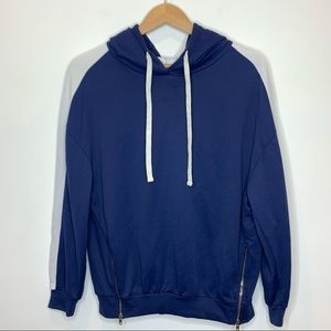 IRO Jeans Hoodie Sweater with zipper detail blue